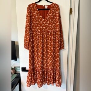 NWOT J. Crew‎ Women's Size Medium Floral Crinkle Midi Flounce Dress